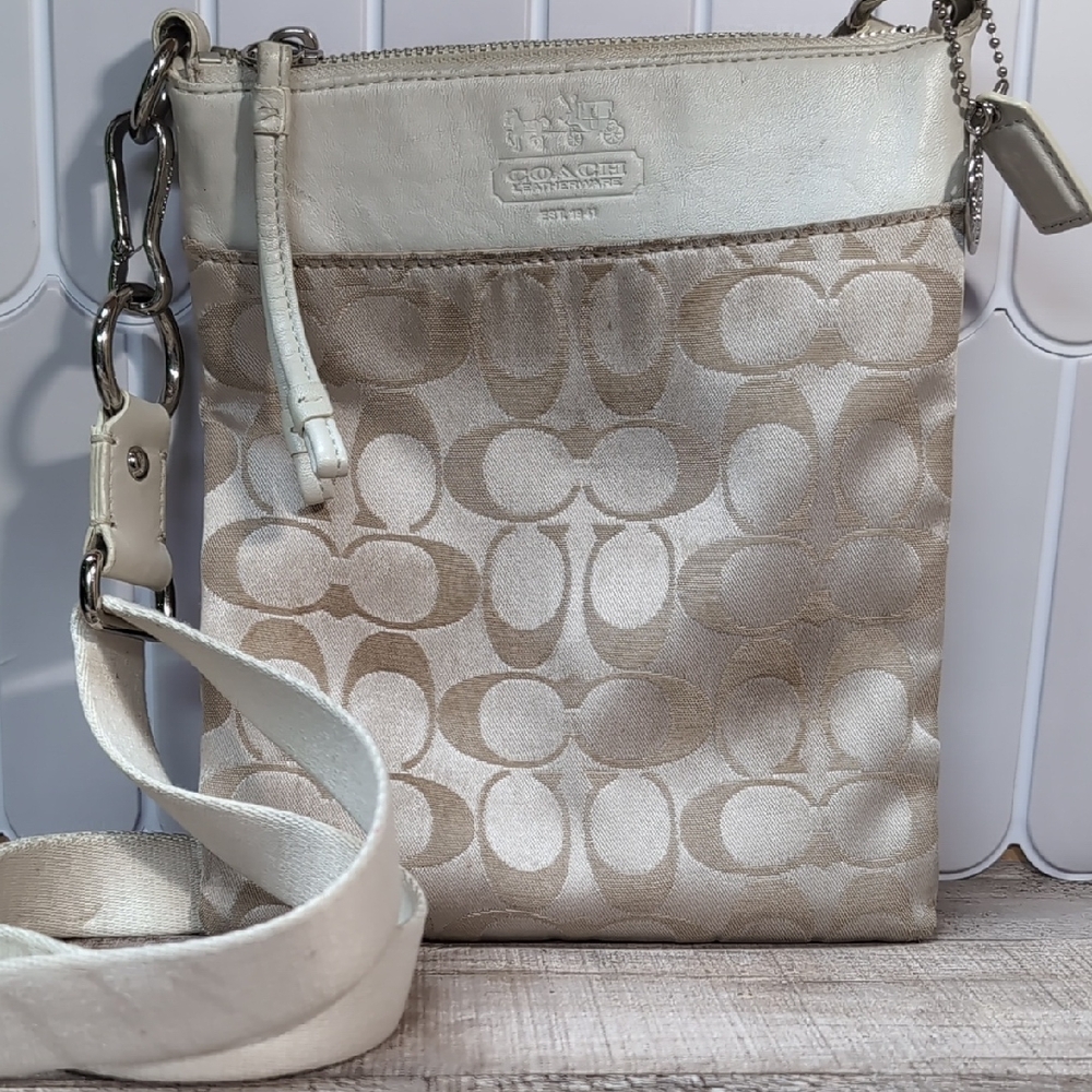 Coach Cream Crossbody Bag with Signature Monogram